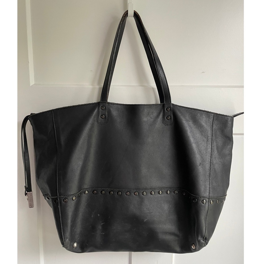 Gianni Chiarini Black Leather Studded Tote Bag Shoulder Bag Made in Italy Work
